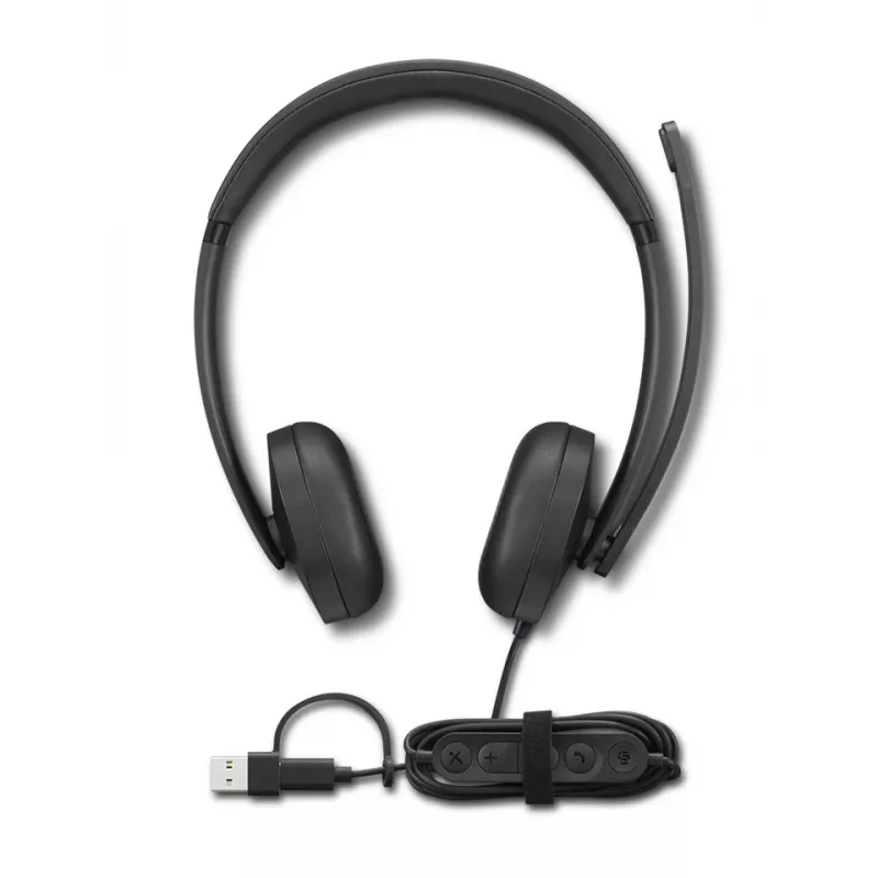Lenovo VoIP Headset 5000 laidinis ausinių komplektas biurui ir skambučių centrams, USB-C, juoda