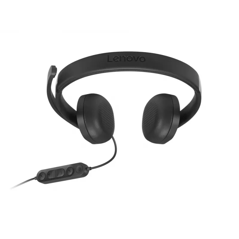 Lenovo VoIP Headset 5000 laidinis ausinių komplektas biurui ir skambučių centrams, USB-C, juoda