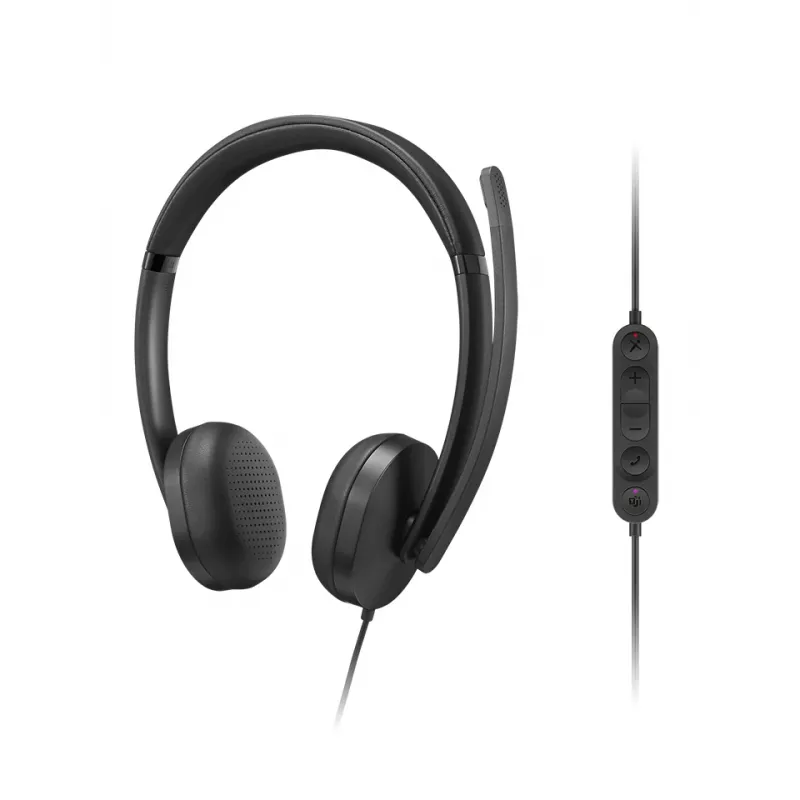 Lenovo VoIP Headset 5000 laidinis ausinių komplektas biurui ir skambučių centrams, USB-C, juoda