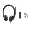 Lenovo VoIP Headset 5000 laidinis ausinių komplektas biurui ir skambučių centrams, USB-C, juoda