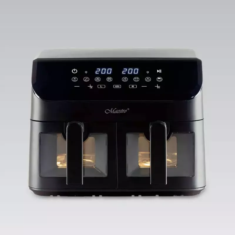 Karšto oro gruzdintuvė Maestro MR-758, dviejų krepšių 2×4,5 L, 1400–1800 W, 80–200 °C, 8 programų, 30 min laikmatis