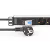 DIGITUS PDU - 1U aliuminio stovo lizdų juosta 7x saugos lizdai 16A 4000W 250VAC 50/60Hz 1x grandinės pertraukiklis