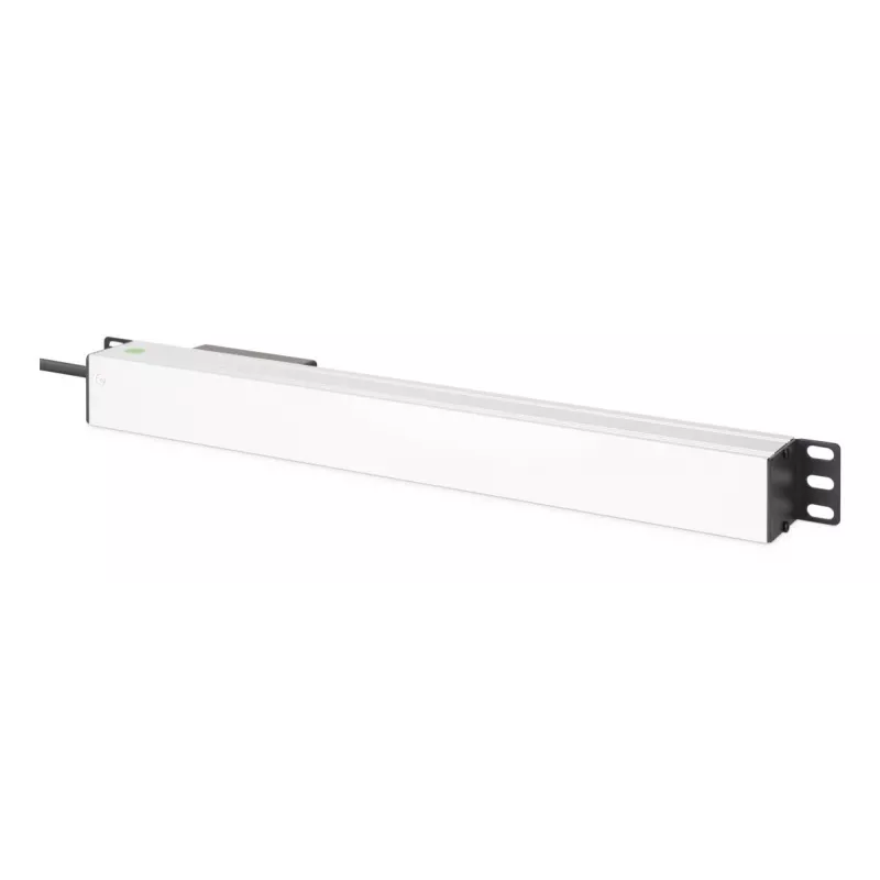 DIGITUS PDU - 1U aliuminio stovo lizdų juosta 7x saugos lizdai 16A 4000W 250VAC 50/60Hz 1x grandinės pertraukiklis