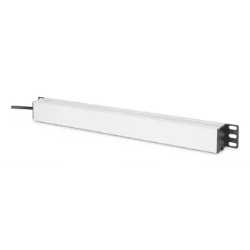 DIGITUS PDU - 1U aliumininis stovo maitinimo skirstytuvas 8x CEE 7/7 lizdai 1x lizdas 10A kištukas 250VAC 50/60Hz IEC C14 kištukas su saugikliu