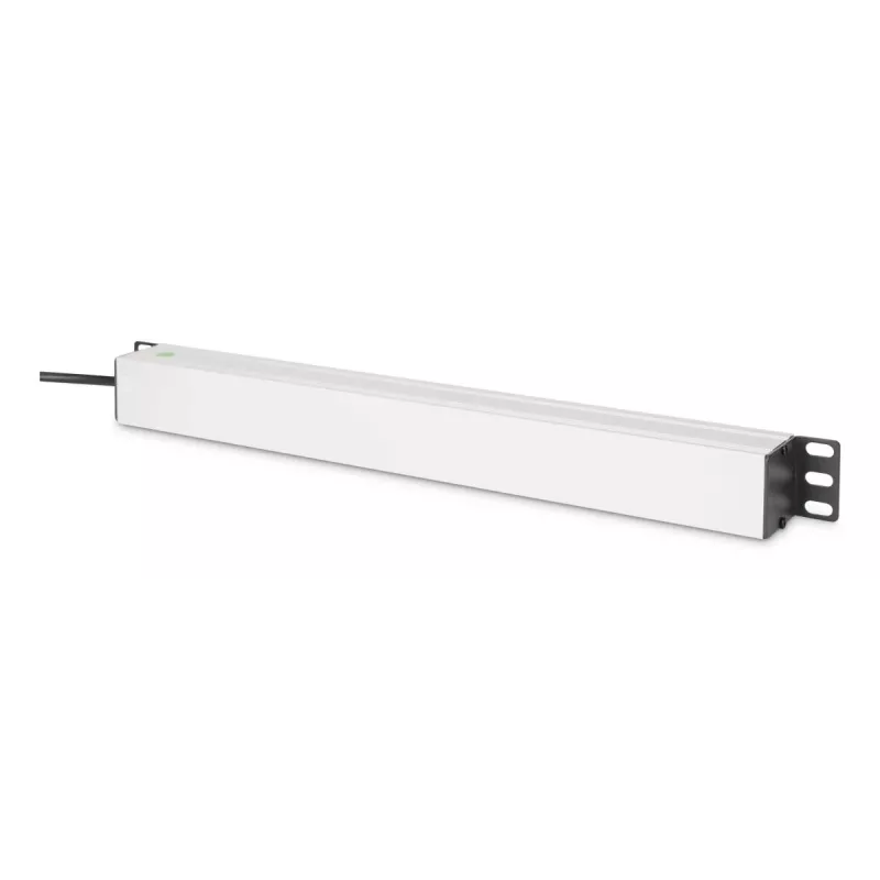 DIGITUS PDU - 1U aliumininis stovo maitinimo skirstytuvas 8x CEE 7/7 lizdai 1x lizdas 10A kištukas 250VAC 50/60Hz IEC C14 kištukas su saugikliu