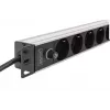 DIGITUS PDU - 1U aliumininis stovo maitinimo skirstytuvas 8x CEE 7/7 lizdai 1x lizdas 10A kištukas 250VAC 50/60Hz IEC C14 kištukas su saugikliu