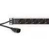 DIGITUS PDU - 1U aliumininis stovo maitinimo skirstytuvas 8x CEE 7/7 lizdai 1x lizdas 10A kištukas 250VAC 50/60Hz IEC C14 kištukas su saugikliu