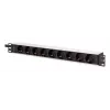 DIGITUS DN-95440 PDU – 1U aliumininis stelažinis maitinimo skirstytuvas su 8x apsaugotais lizdais ir 1x išėjimu, 16A, 230VAC, IEC C20 kištukas