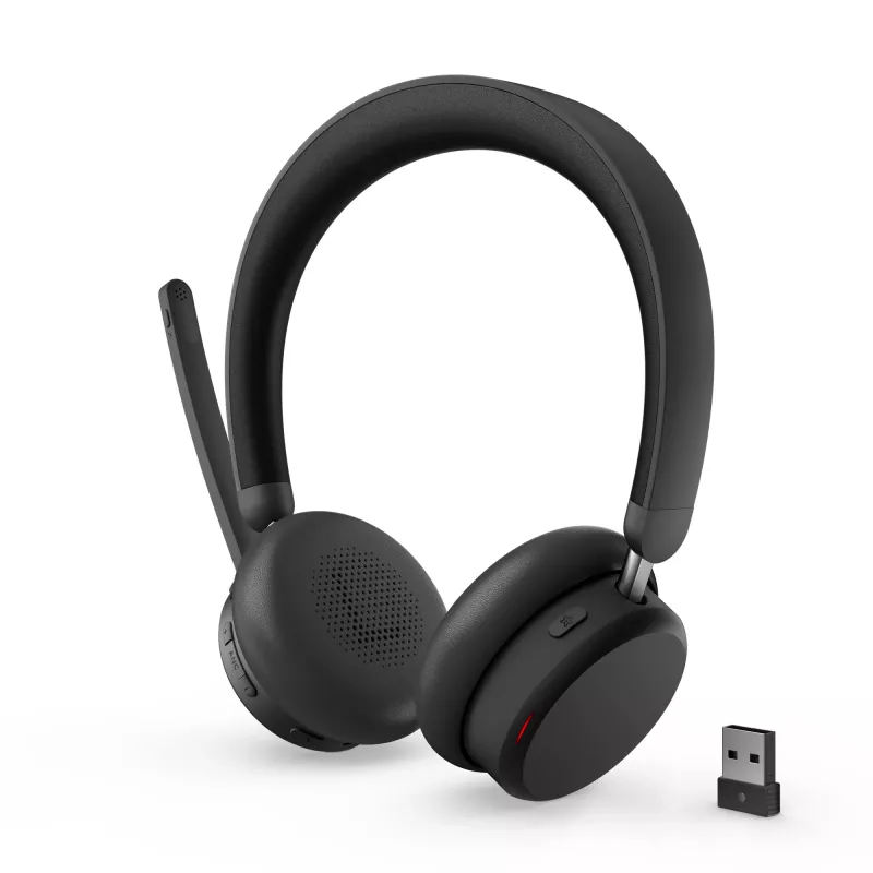 Lenovo ANC Headset 6550 belaidės ausinės su triukšmo slopinimu, skirtos biurui ir skambučių centrams, USB-C, Bluetooth, juodos
