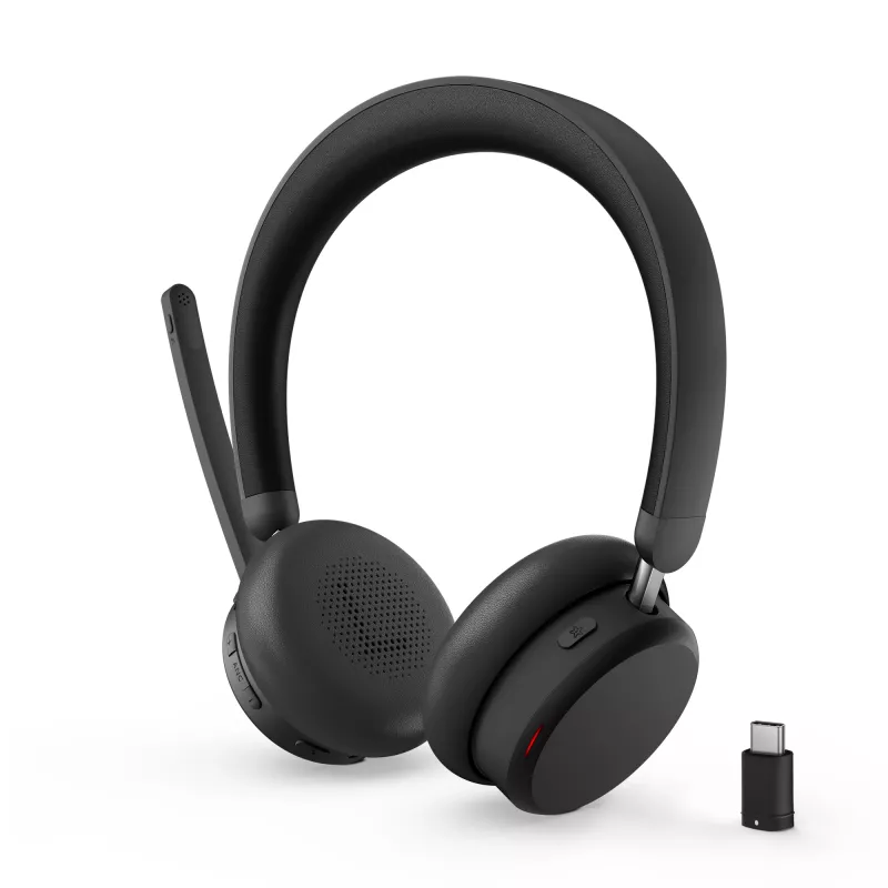 Lenovo 6550 belaidė ausinė su ausų lankeliu, skirta biurui / skambučių centrams, USB-C, Bluetooth, juoda