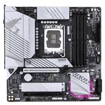 GIGABYTE pagrindinė plokštė B760M AORUS ELITE WIFI6E GEN5 — Micro ATX, LGA1700, DDR5 iki 5600 MHz, 12+1+1 VRM, 2x PCIe 4.0 M.2, Wi‑Fi 6E, 2,5 GbE