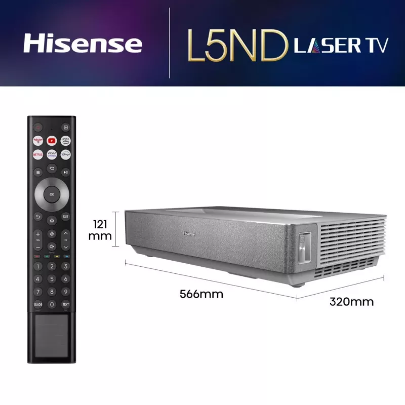 Hisense 120L5ND lazerinis projektorius itin trumpo atstumo 2700 ANSI liumenų DLP UHD 4K (3840x2160) juodas, sidabrinis 3D