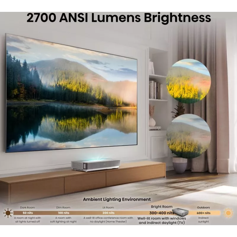 Hisense 120L5ND lazerinis projektorius itin trumpo atstumo 2700 ANSI liumenų DLP UHD 4K (3840x2160) juodas, sidabrinis 3D
