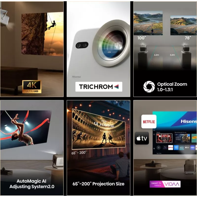 Projektorius Hisense M2 Pro UHD 4K (3840x2160) 3D Pilka