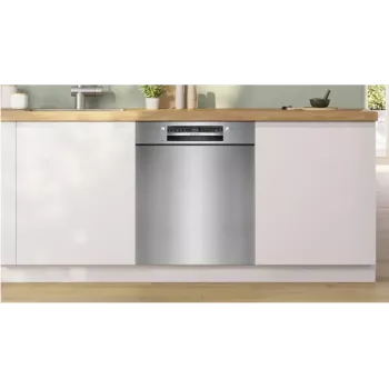 Įmontuojamas indaplovė Bosch SMU2HVS06E — 60 cm pilno dydžio, 14 komplektų, 5 programos, šilumokaičio džiovinimas