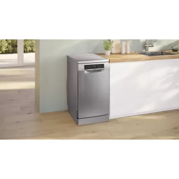 Laisvai pastatoma siaura indaplovė Bosch Serie 6 SPS6EMI21E — 45 cm, 10 komplektų, 8 programų, energijos klasė B