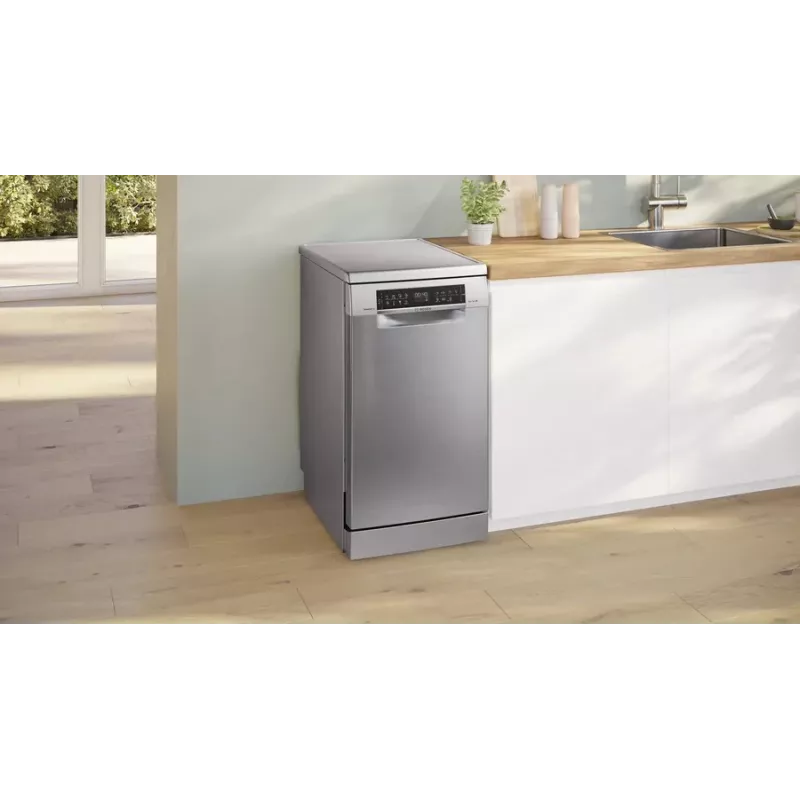 Laisvai pastatoma siaura indaplovė Bosch Serie 6 SPS6EMI21E — 45 cm, 10 komplektų, 8 programų, energijos klasė B