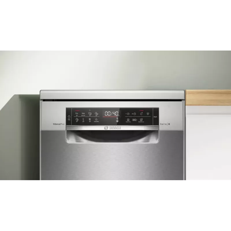 Laisvai pastatoma siaura indaplovė Bosch Serie 6 SPS6EMI21E — 45 cm, 10 komplektų, 8 programų, energijos klasė B