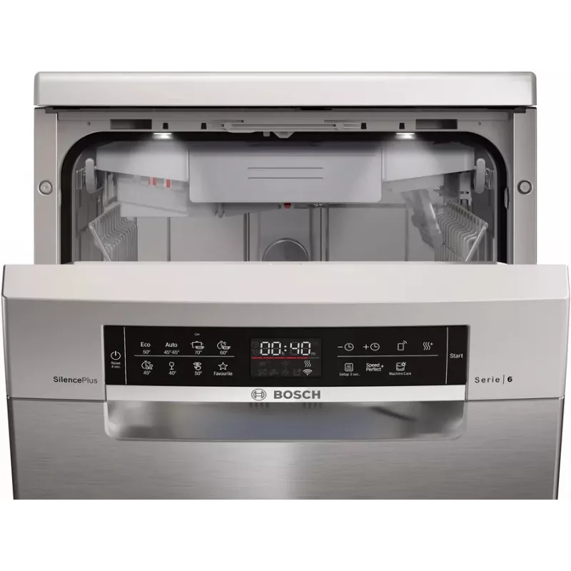 Laisvai pastatoma siaura indaplovė Bosch Serie 6 SPS6EMI21E — 45 cm, 10 komplektų, 8 programų, energijos klasė B
