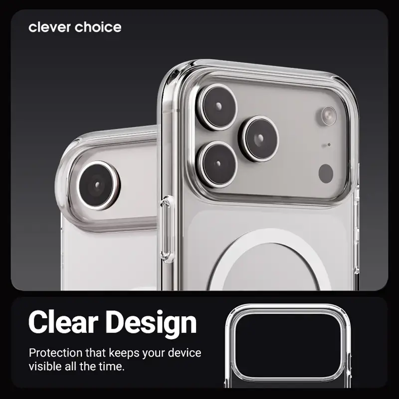 Crong Clear MAG Cover Case su MagSafe iPhone 17 permatomas CRGCLRMIP1763TRS