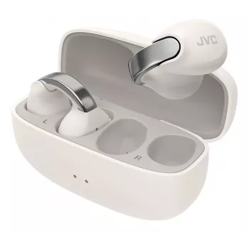 Ausinės JVC HA-NP1T belaidės TWS uždedamos ant ausies, pokalbiams/muzikai, USB Type-C, Bluetooth, sidabrinės, baltos