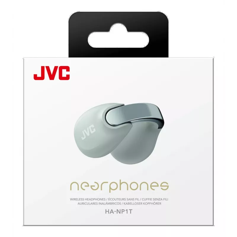 JVC HA-NP1T belaidės ausinės TWS užsegamos ant ausies, skambučiams/muzikai, USB Type-C, Bluetooth, pilka/sidabrinė