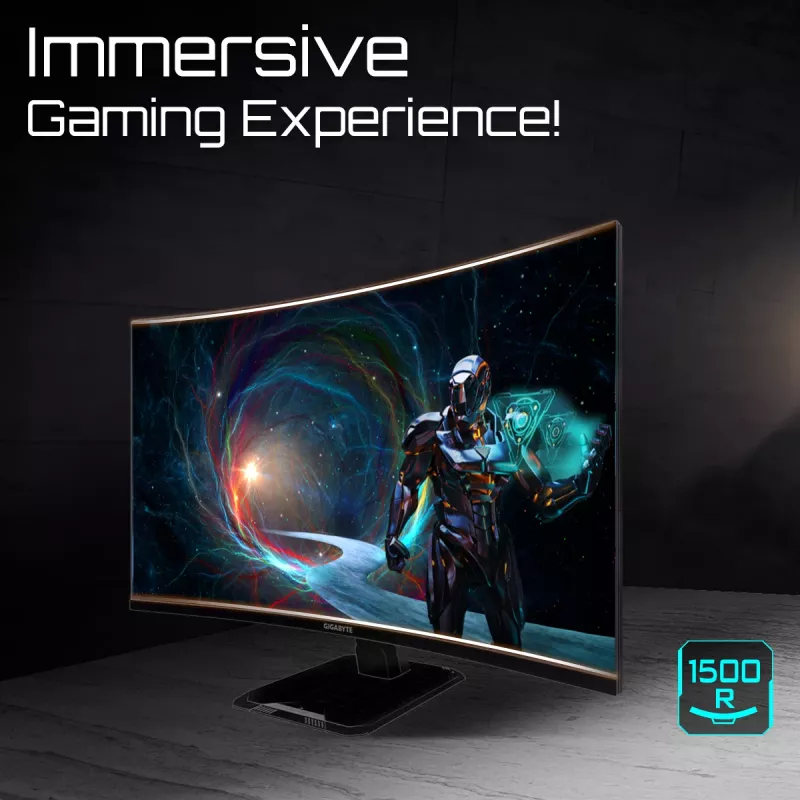 GIGABYTE GS32QCA 31,5 colio QHD lenktas žaidimų monitorius - 2560 x 1440, 180Hz, 1ms, 250 cd/m², FreeSync, HDR Ready, HDMI 2.0, Displayport 1.4