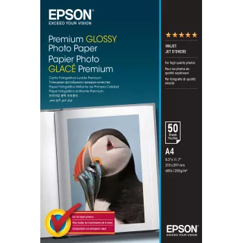 Epson Premium Glossy Photo Popierius - A4 - 50 lapų, blizgus, 255 g/m², A4, baltas, 50 lapų, 1 vnt.