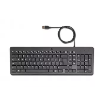 HP 150 Wired klaviatūra, pilno dydžio (100%), laidinė, USB, membraninė, QWERTY, juoda