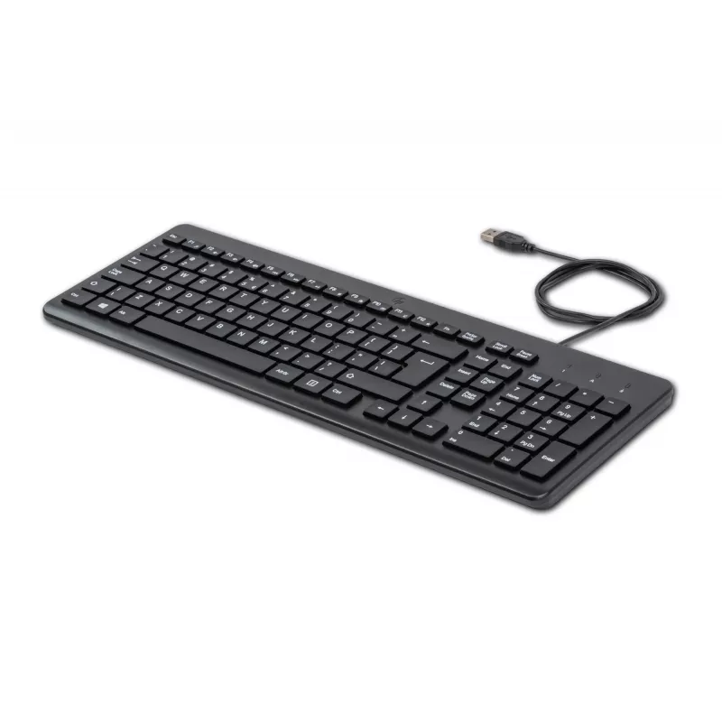 HP 150 Wired klaviatūra, pilno dydžio (100%), laidinė, USB, membraninė, QWERTY, juoda