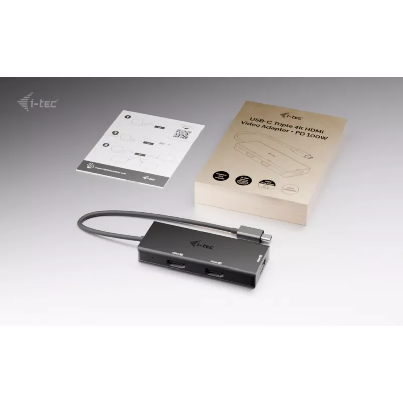 i-tec USB-C Triple 4K HDMI vaizdo adapteris, Power Delivery 100W