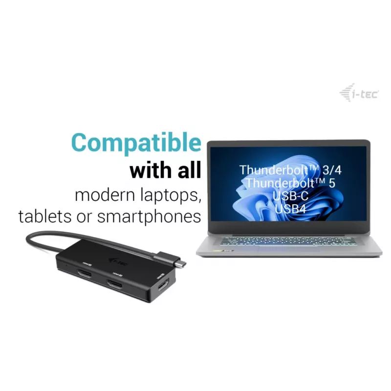i-tec USB-C Triple 4K HDMI vaizdo adapteris, Power Delivery 100W