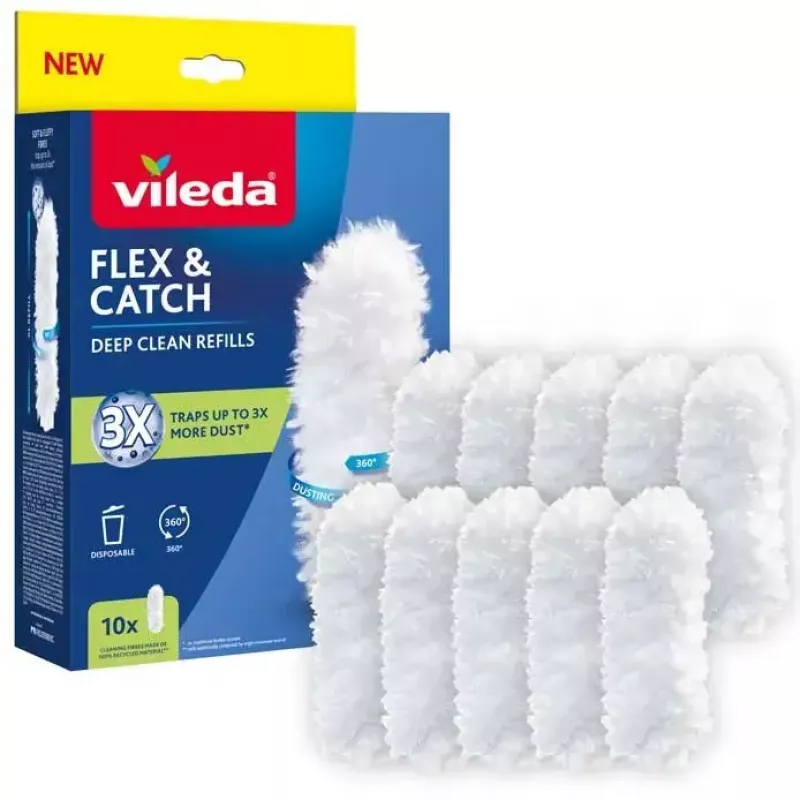 VILEDA Flex&Catch 177662 dulkių rinktuvo antdėklų rinkinys – 10 atsarginių įdėklų