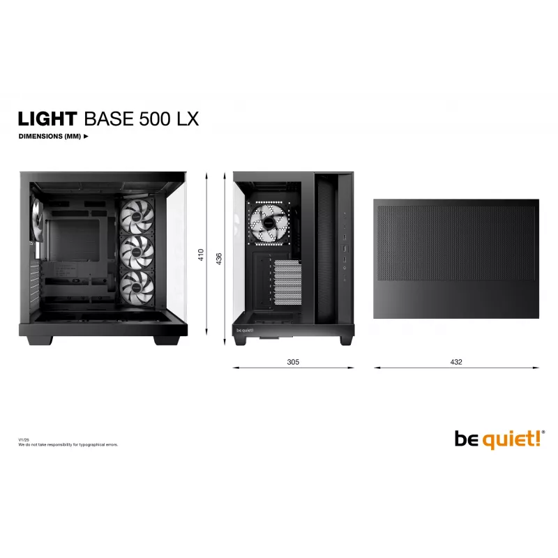 PC korpusas be quiet! Light Base 500 LX Black Midi Tower ATX 3x 120mm ventiliatoriai
