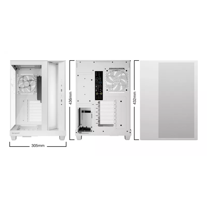Korpusas be quiet Light Base 500 LX White Midi Tower ATX/PS2 PSU palaikymas 3x120 mm priekyje 1x120 mm gale palaiko 2.5/3.5 colio diskus 305×436×432 mm