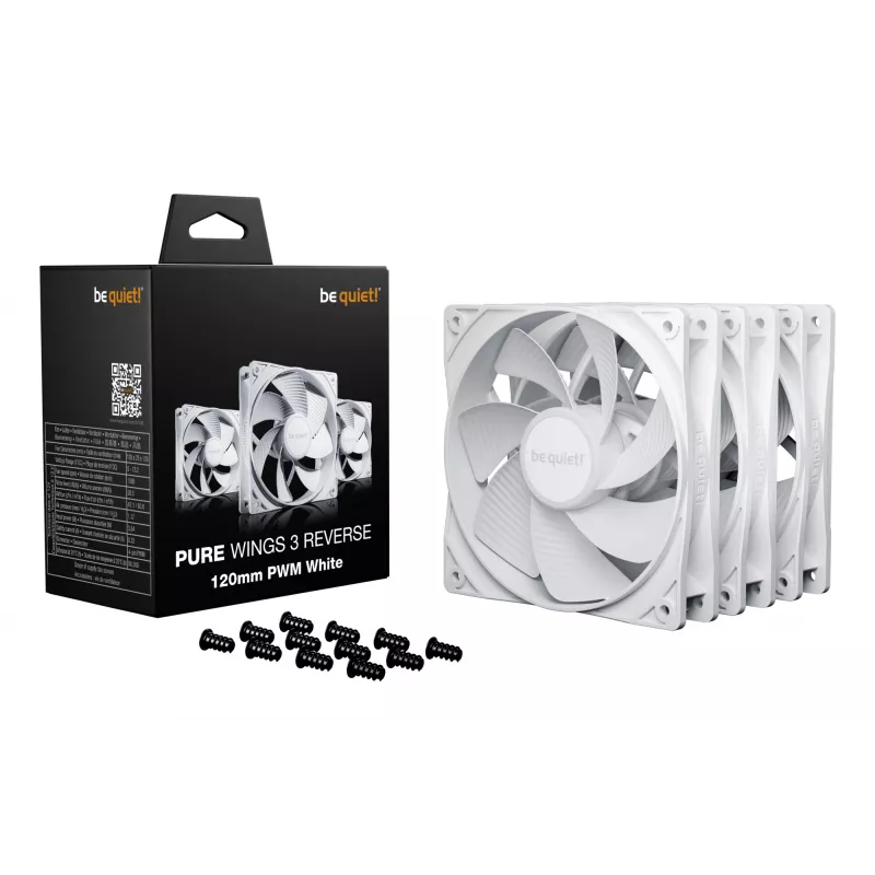 be quiet! Pure Wings 3 120mm PWM Reverse White Triple-Pack Kompiuterio korpuso ventiliatorius 12 cm 3 vnt.