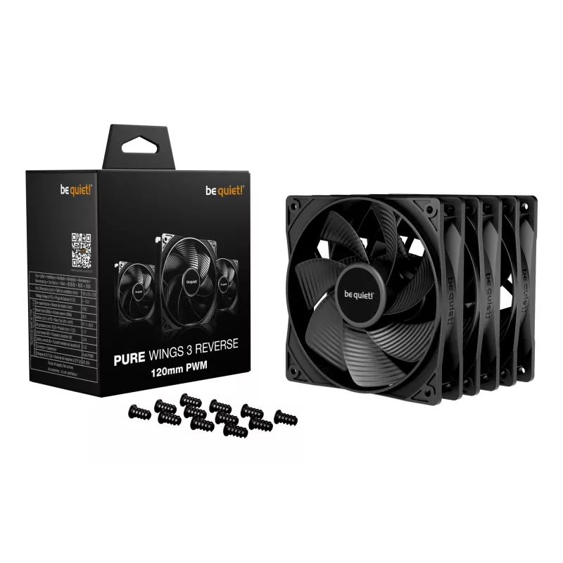 be quiet! Pure Wings 3 120mm PWM Reverse Triple-Pack – 3 vnt. juodo kompiuterio korpuso ventiliatoriaus rinkinys