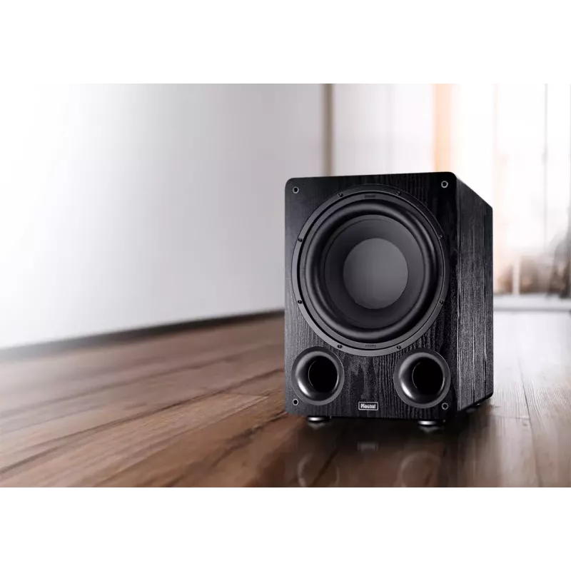Aktyvus žemųjų dažnių garsiakalbis Magnat Alpha RS12 — 12 colių garsiakalbis, 120 W RMS, 20–200 Hz, D klasė, juodas