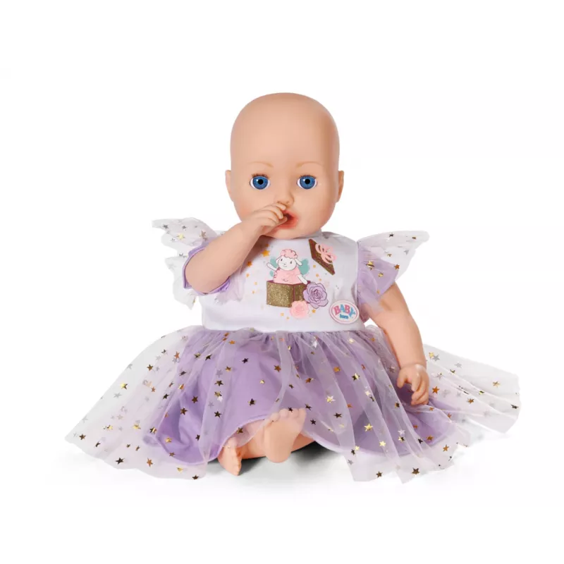 Suknelė lėlei ZAPF BABY born Lilac Tutu Dress 43 cm, violetinė, su tiuliu ir auksinėmis žvaigždutėmis
