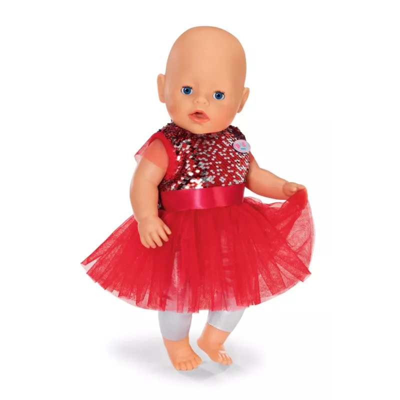 Kalėdinė suknelė lėlei ZAPF BABY born Xmas Dress 43 cm, tekstilė, įvairiaspalvė, sulankstoma, 3–12 metų