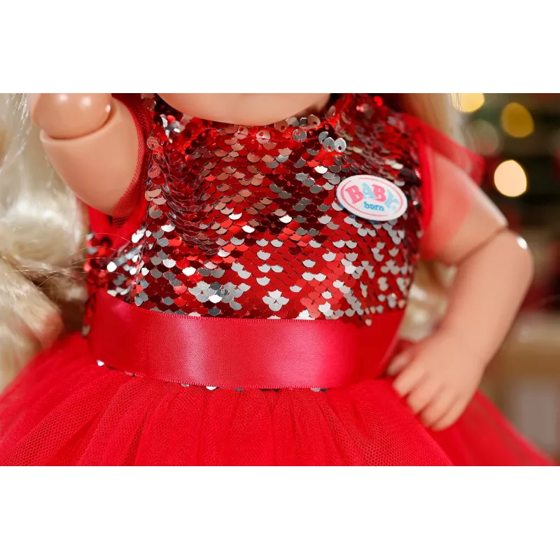 Kalėdinė suknelė lėlei ZAPF BABY born Xmas Dress 43 cm, tekstilė, įvairiaspalvė, sulankstoma, 3–12 metų