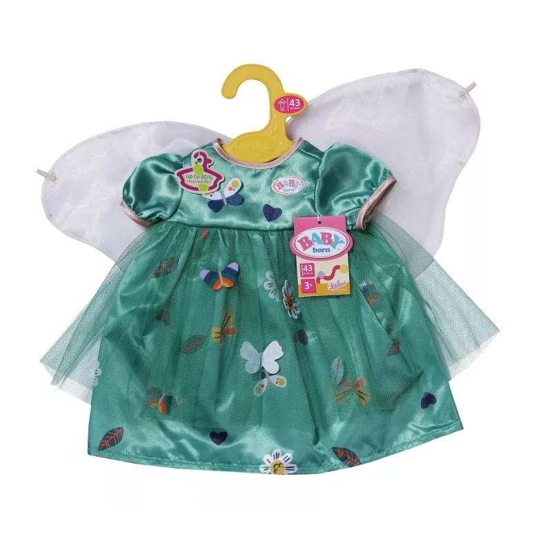 Suknelė lėlei ZAPF BABY born Fėjos suknelė su sparneliais 43 cm lėlėms, įvairiaspalvė, sulankstoma, nuo 3 metų