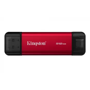 Išorinis SSD Kingston 512GB Dual USB-A/USB-C Nešiojamas, USB 3.2 Gen 2, Skaitymas 1050MB/s, Rašymas 950MB/s, Juodas/Raudonas