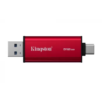 Išorinis SSD Kingston 512GB Dual USB-A/USB-C Nešiojamas, USB 3.2 Gen 2, Skaitymas 1050MB/s, Rašymas 950MB/s, Juodas/Raudonas