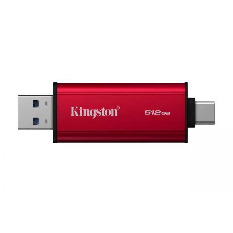 Išorinis SSD Kingston 512GB Dual USB-A/USB-C Nešiojamas, USB 3.2 Gen 2, Skaitymas 1050MB/s, Rašymas 950MB/s, Juodas/Raudonas