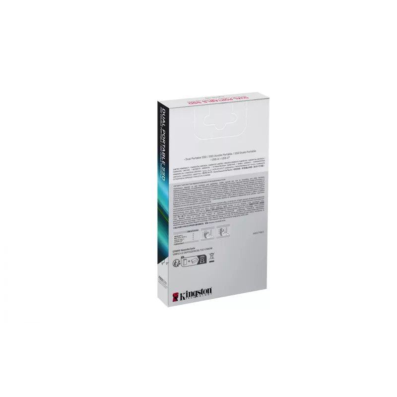 Išorinis SSD Kingston 512GB Dual USB-A/USB-C Nešiojamas, USB 3.2 Gen 2, Skaitymas 1050MB/s, Rašymas 950MB/s, Juodas/Raudonas