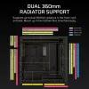 Kompiterio korpusas PC Midi Tower CORSAIR FRAME 5000D RS — juodas, ATX/EATX, 3x140 mm priekiniai ventiliatoriai, grūdintas stiklas, 250×556×542 mm