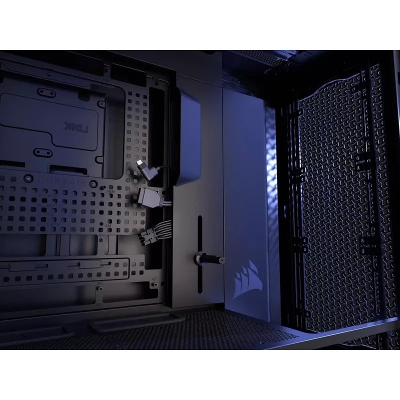 Kompiterio korpusas PC Midi Tower CORSAIR FRAME 5000D RS — juodas, ATX/EATX, 3x140 mm priekiniai ventiliatoriai, grūdintas stiklas, 250×556×542 mm