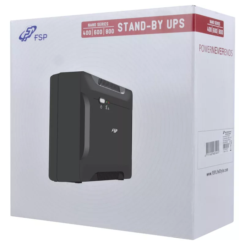 FSP Nano 600 nepertraukiamo maitinimo šaltinis (UPS) budėjimo režimo 0.6 kVA 360 W 2 kištukiniai lizdai