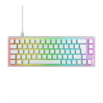 CHERRY K5V2 kompaktiška žaidimų klaviatūra USB QWERTZ vokiška balta 68 klavišų RGB LED